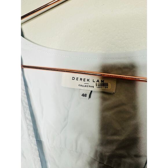 DEREK LAM X RTR Light Blue 100% Cotton Hourglass Cap Sleeve Tiered Dress Size 46 - Picture 8 of 12